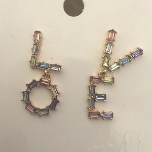 Love Letter Colorful Rhinestone Earrings